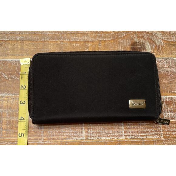 Mundi Black Nylon All In One Organizer Wallet Multiple Compartments Zip Around - Picture 7 of 7
